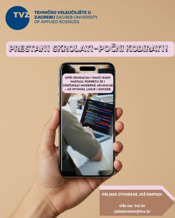 Još kratko zaprimamo prijave za program Cjeloviti razvoj aplikacija i IT operacije temeljene na Pythonu, Linuxu i kontejnerima.
